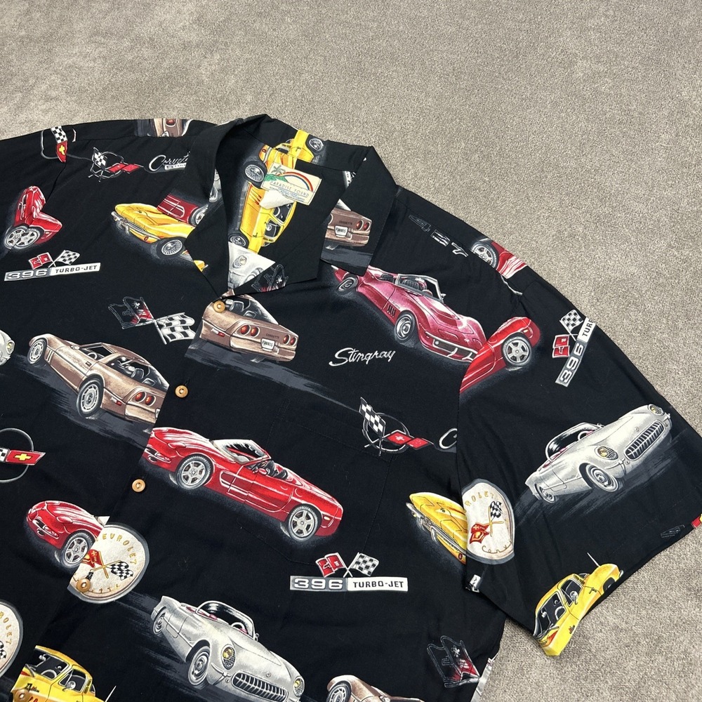 Paradise Found Vintage Hawaiian Shirt 3XL Chevrolet Corvette Sports Car Show